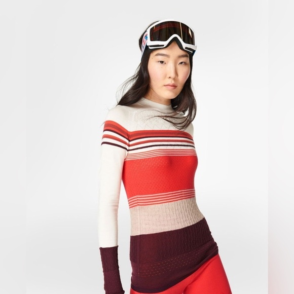 Sweaty Betty SMALL Betty Merino Base Layer Top 100% merino wool red white - Picture 1 of 12